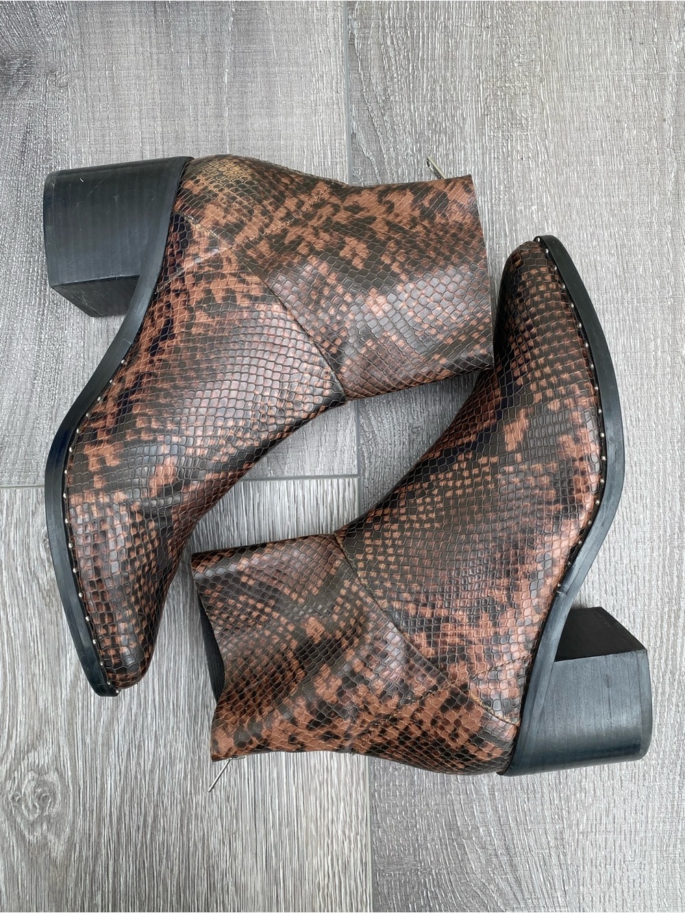 Treasure & Bond Brown Snake-Print Ankle Booties Size 7